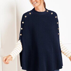 Talbots Navy Gold Button Poncho Size 3X
